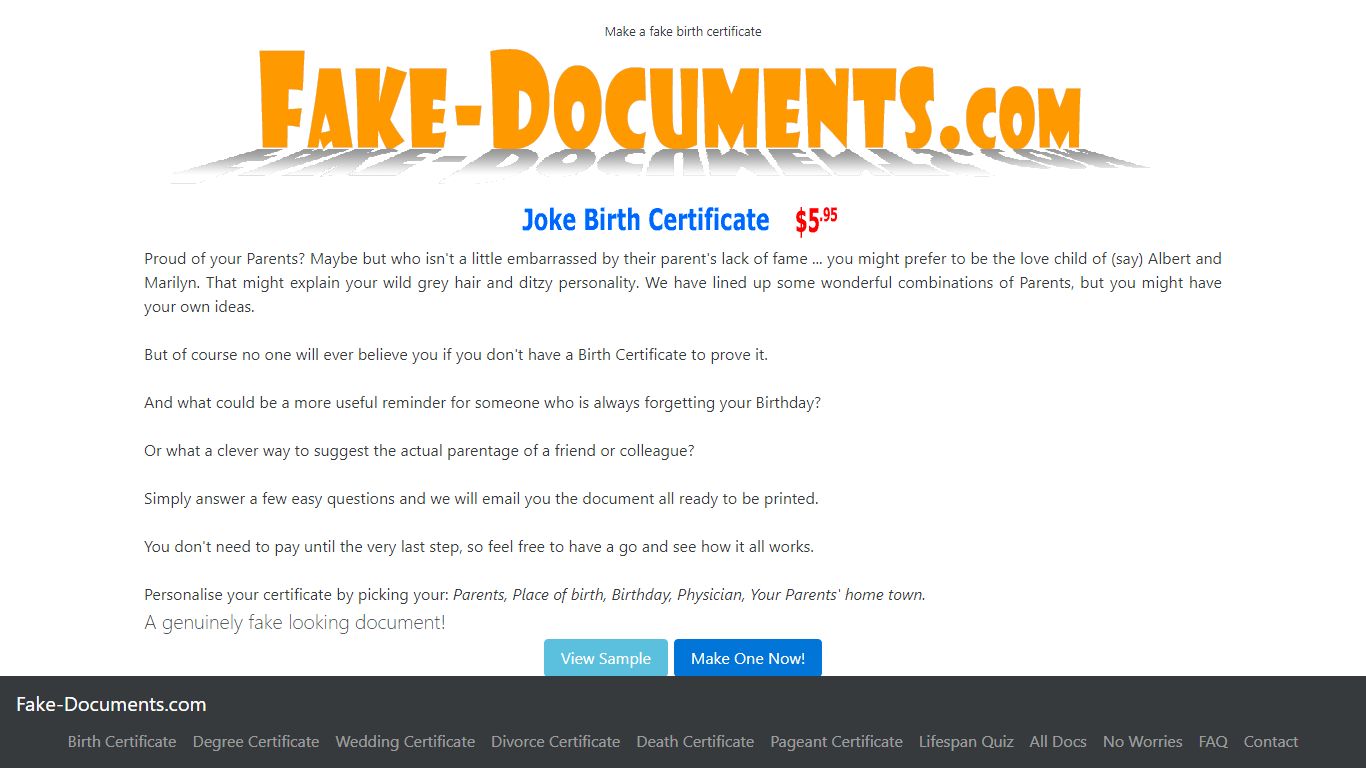 Make a fake birth certificate